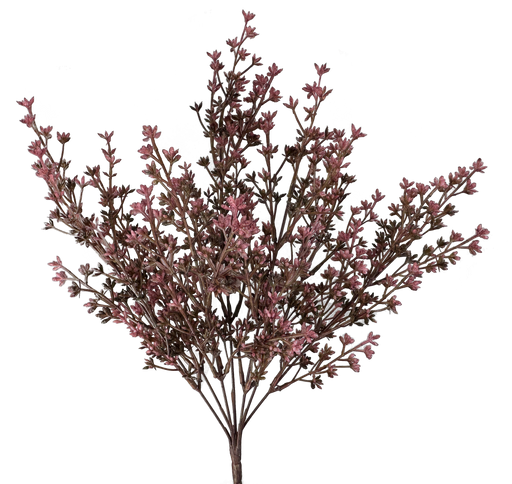 A cluster of 20" purple Gypsophilia Bush with seven stems against a plain background.