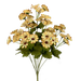 The 20 Beige Daisy Bush with 11 Stems (57112BE) features light yellow daisies with dark centers and lush green leaves, creating a vivid floral arrangement that blooms beautifully.