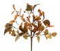 A beautifully crafted 16" Orange Berry with Leaves Pick 57161OR showcases an autumn-inspired display of orange and brown shades, complete with different leaf shapes and clusters of berries that perfectly embody the essence of fall.