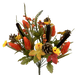 The 17 Fall Mix Berry Bush with 14 Stems (57187FA) features artificial autumn flowers and foliage, including orange and yellow blossoms, green leaves, pinecones, and berry sprigs.
