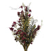 The 24 Burgundy Lavender Berry Spray 63048-BG features artificial burgundy blossoms, berry accents, green leaves, and fern-like branches, arranged against a white background.