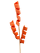 The 24" Orange Curly Spray with 3 Stems 63389OR features three fabric-crafted curly orange spirals mounted on slender sticks, elegantly positioned upright against a plain white background.