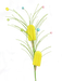 The 30\ Yellow Popsicle Spray 2 Stems 63397YW features two yellow popsicles as flowers with round candies on green stems, set against an abstract multicolored background, creating a vibrant and whimsical scene.