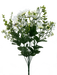 A bouquet featuring the 18\ Cream Mini Pansy Daisy Mix Bush 12 Stems 63521CM with delicate petals and greenery against a colorful, abstract background reminiscent of a mini garden.