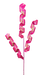 The 24 Hot Pink 3 Stems Sequin Frizzy Curly Spray 63597HTPK features spiraled decorations crafted from sequin-covered ribbon, forming three curly stems on a thin base. Sequins reflect light for a vivid, textured look against a plain white background.