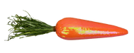 The H17xDIA3.5 Orange Decor Sequin Carrot 63633OR features a vibrant sequined body with lush green fabric leaves, making it a charming decor piece. Perfectly isolated against a white background, it adds a playful touch to any setting.