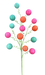 The H28 Hot Pink/Coral/Aqua Glitter Ball Spray 14 Stems 63650BTCOAQ showcases spiraling green branches adorned with evenly distributed hot pink and coral glitter ornaments, offering a festive look.
