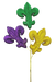 H28 Mardi Gras Glitter Fleur de Lis Spray 3 Stems 63655MG
