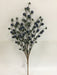 The 22 Long Blue Wild Berry Spray 65135-BL features several thin stems with small, round blue berry clusters and green leaves, shown against a plain white background.