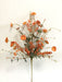 The 24 Long Orange Mixed Fall Filler Spray 65271-OR features bright artificial orange flowers and green foliage in a fan shape, perfect for adding a vibrant accent to any space against a plain white background.