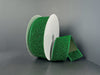 A partially unrolled 1.5X10Y Emerald-Black Fuzzy Metallic Ribbon (73566-09-17) is displayed against a plain gray background.