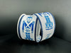 Two rolls of 2.5X10Y Chinoiserie Nutcracker Ribbon 76529-40-05 feature blue nutcracker soldiers on a plain dark background, adding a classic touch to your décor.