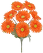 The 17 Gerbera Bush Orange, featuring 8 stems with vibrant orange daisies, stunning yellow centers, and lush green leaves, is artfully arranged against a plain white background.