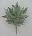 The 21 Green Mixed Cypress Olive Leaves Bush (83655) features broad and needle-like foliage with a frosty, glittery finish, all arranged against a simple light background.