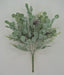 The 19 Green Eucalyptus and Cedar Spray 83662 features green artificial foliage with round, frosted leaves, cedar accents, and pinecones, arranged against a plain white background.