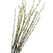 The 35 Yellow Plastic Spray, product 83670-YEL, showcases slender branches with small yellow flowers and green leaves against a plain white background, embodying vibrant charm.