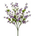 The 22 Purple and Lavender Filler Bush (84266-PuLv) showcases delicate purple and white flowers with green leaves on slender stems, arranged in a spray-like formation. Its small flowers with dark centers create a lush and vibrant appearance against a plain white background.