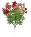 The 16 Long Pink and Fuchsia Ranunculus bush (9 stems, 84399-PKFU) features artificial ranunculus flowers with green leaves, arranged against a plain white background.