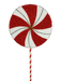 A charming 1.5" by 9" by 28" Red and White Foam Peppermint Lollipop (85130SP28) boasts a large, round decoration with red and white swirls, complemented by a stick wrapped in a corresponding red and white striped design.