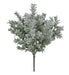 The 18" Snowed Tea Leaf Bush with 7 Stems (85286) features elegant white foliage that stands out beautifully against dark surfaces, creating a striking display of delicate charm.
