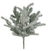 The 20" Snowed Pine Bush with 6 Stems (85287) features white-tipped artificial pine greenery and small pine cones, beautifully displayed against a plain black background.