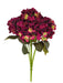 The 20" Burgundy Hydrangea Bush with 7 Stems 85434-BG showcases dark magenta and yellow-green hydrangea flowers with green leaves, displayed against a plain white background.