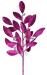 A vibrant display of the 30" Hot Pink Glitter Leaves Spray 7 Stems (86008BT) showcases glittering leaves arranged symmetrically against a plain white background, with long stems adding elegance and height to the composition.