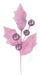 The 28" Pink Holly Leaves Ball Spray (Product Code: 86031PK) boasts a striking and elegant design, featuring three large, textured holly leaves in pink and four glittery, round berries on delicate branches.