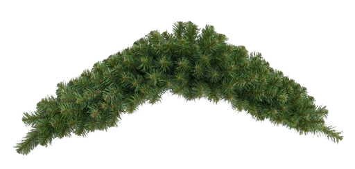 The 36 Sugar Pine Mailbox Swag 86171SW36 is a green artificial pine garland arranged in a V shape, perfect for mailbox decoration and resembling natural evergreen branches. Isolated on a white background.
