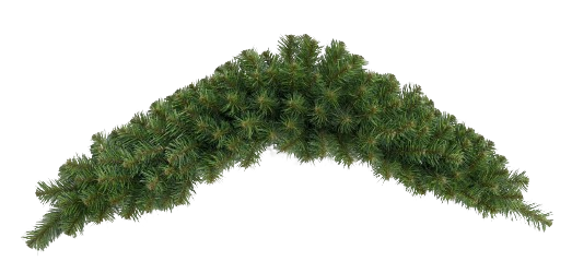 The 36 Sugar Pine Mailbox Swag 86171SW36 is a green artificial pine garland arranged in a V shape, perfect for mailbox decoration and resembling natural evergreen branches. Isolated on a white background.