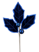 The 30 Blue Holly Lvs Spray with 3 Stems (86264BL) features dark blue velvet-textured leaves and two shiny blue ornaments on artificial stems, perfect for decorative displays.