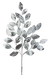 The H30 Silver Metallic Leaves Spray 86267SV showcases textured, shiny silver leaves arranged in clusters on slim stems, displayed against a plain white background.