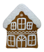 The H12xW11xD2 Brown and White Plush Gingerbread House 86364BNWT pillow features icing-like trim, windows, a door, and a snowy roof—making it perfect for festive décor.
