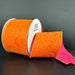 2.5"X10Y Orange Fuchsia   Double Sided Embossed Dupioni Ribbon D42510-40-19
