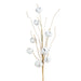 The 23.5 White Jingle Bell Spray F4202463 features white bells on a light brown plastic branch, creating a festive and whimsical holiday display.