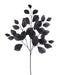 The 28L Black Rose Leaf Spray (FG663302) features multiple dark, nearly black leaves on slender stems, set against a white background. Available as a bundle of 12.