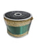 A spool of 2.5x10yd Emerald Gold Vertical Glitter Stripe Ribbon (LS31207R) labeled “Brilliance” sits on a white surface, its sparkling stripes adding elegance and shimmer to any décor.