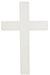 The 16 H by 10 White/Beige Metal Wood Look Cross Sign MD109827 features a plain white metal cross with simple lines. Its slightly thicker outline creates a subtle border, while the white background enhances simplicity and emphasizes its shape.