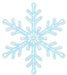 Illustration of the 12" H by 10.5" Pale Blue/White Metal/Embossed Snowflake MD120072, featuring a delicate design with six symmetrical branches adorned with small protrusions, set against a white background.