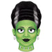 This 12.5H x 7.5L Mrs. Frankenstein sign (MD1452A6) features a green-faced character with a tall, black beehive hairstyle, white streaks, stitched neckline, large eyes, black lipstick, and pearl earrings—ideal for adding eerie charm.