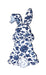 The 15H x 7.9 L Chinoiserie Bunny features a blue and white floral and leaf pattern inspired by traditional porcelain art.