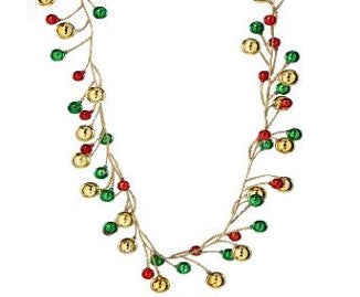 The 62 Glitter Mix VP Ball Garland (Red, Green, and Gold, MTX63864) features festive glittery balls strung on sturdy twisted twine—perfect for brightening your holiday decor.