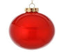 The 4" "Glass Look" Plastic Ball Ornament Red MTX65642 features a shiny red finish, gold cap, and string, adding festive charm to any décor. Perfectly isolated on a white background.