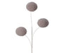 Introducing the 28" Sweater Ball Spray Grey MTX70808, a minimalistic decorative piece designed with three spherical objects featuring a sweater-like texture on slender white stems. This abstract floral design makes a striking impression against its plain white background.