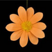 The 15.75DIA Felt Flower (FJ519199) in orange with eight petals and a yellow center is shown against a black background—ideal for unique home decor or mixing with the 6 assorted colors available.