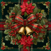 The 10 x 10 Plaid Jingle Bell Christmas Sign (TTE-317) features a festive wreath with poinsettias, holly, pine branches, gold bells, and a red-green plaid bow on a charming plaid background—perfect for holiday decor.