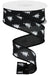 The 1.5 x 10Yd Black/White Pine Trees On Royal (RGA137102) features unwound spiral ribbon with delicate white Christmas tree and star patterns wrapped around its wired edges.