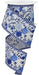 The 2.5X10Yd Multi Blues Mini Roses with Stripes Ribbon (RGC813325) features blue and white stripes, mini blue roses, leaves, and elegant blue-striped edges—perfect for decorative projects.
