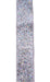 The 1.5X10YD Silver Laser Glitter Ribbon, RGF153226, is a wired marvel with glittery silver and multicolored highlights, boasting sparkling reflective surfaces elegantly set vertically against a white background.