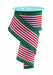 The 2.5x10YD White/Emerald Green/Red Vertical Stripe/Polka Dot Edge Ribbon (RGF156706) features elegant unwound and spiraled design with green polka dot edges, perfect for adding charm to any project.